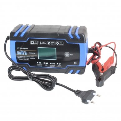 Akumuliatorių įkroviklis automatinis LCD 12V/24V 8A/4A 6-150Ah