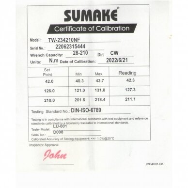 Dinamometrinis raktas 1/2" 28-210Nm SUMAKE 1