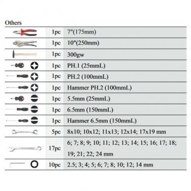 Įvairių įrankių rinkinys 142 dalių 3